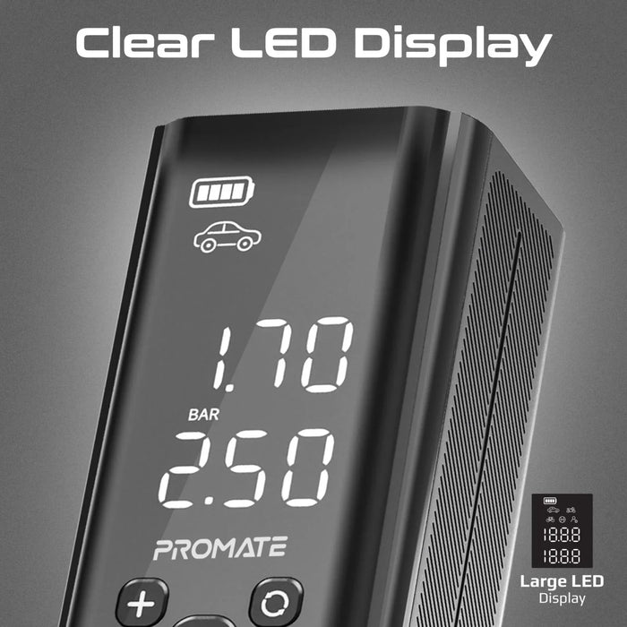 PROMATE 150PSI Portable Air Compressor Power Bank with LED Flashlight. 7500mAh B - LX2001 - Homewares, Outdoor, Phone Accessories, Cases, Speakers, Headphones + More -