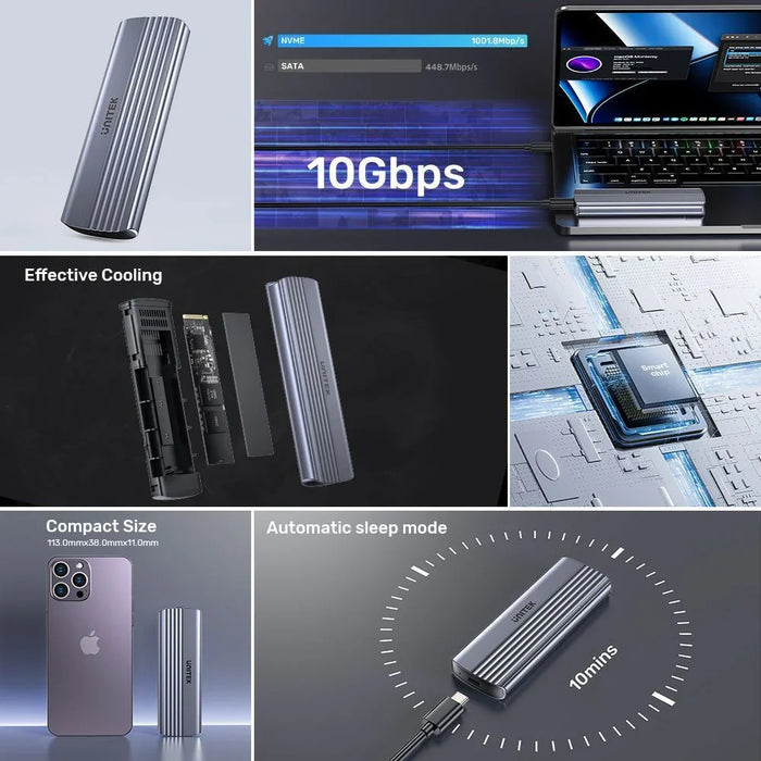 UNITEK USB-C 10Gbps to NVMe M.2 SSD Enclosure with 30cm USBC to C Cable 10Gbps T - LX2001 - Homewares, Outdoor, Phone Accessories, Cases, Speakers, Headphones + More -