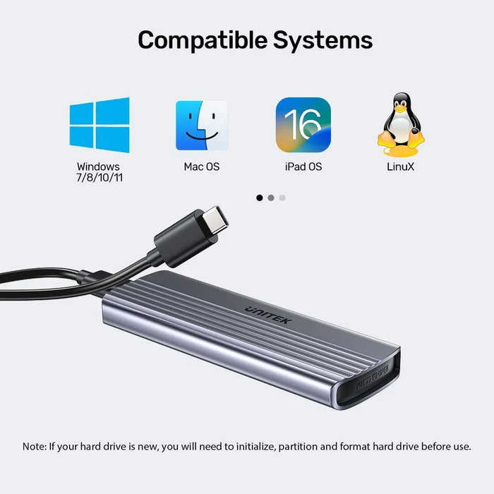 UNITEK USB-C 10Gbps to NVMe M.2 SSD Enclosure with 30cm USBC to C Cable 10Gbps T - LX2001 - Homewares, Outdoor, Phone Accessories, Cases, Speakers, Headphones + More -