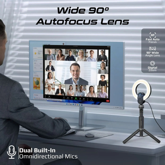 PROMATE 2K 5MP UHD Webcam with Built-in Microphone, Ring Light & Detachable Trip - LX2001 - Homewares, Outdoor, Phone Accessories, Cases, Speakers, Headphones + More -