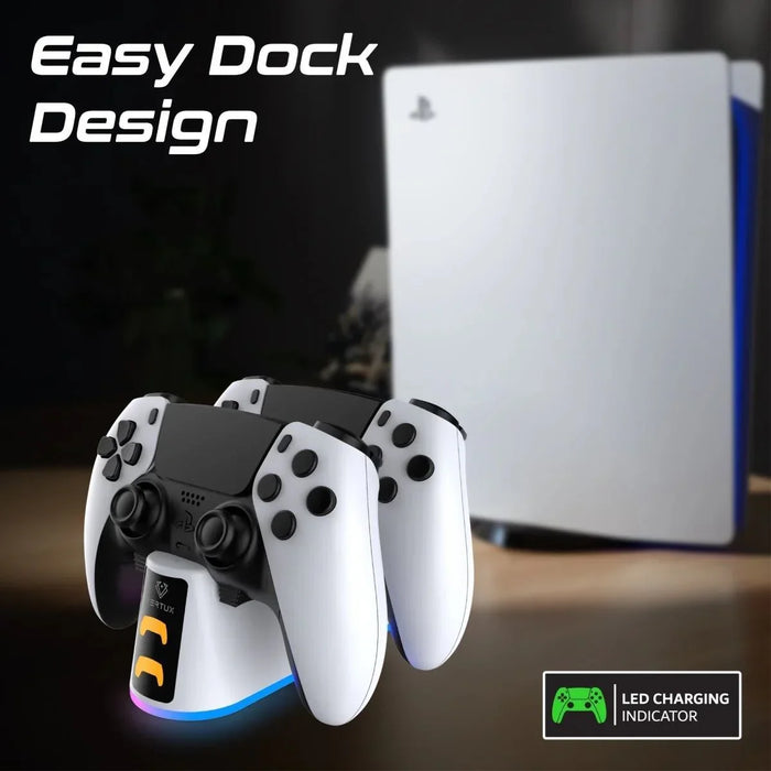 VERTUX 2-in-1 Charging Dock for PS5 DualSense Controller with RGB Lights. Chargi - LX2001 - Homewares, Outdoor, Phone Accessories, Cases, Speakers, Headphones + More -