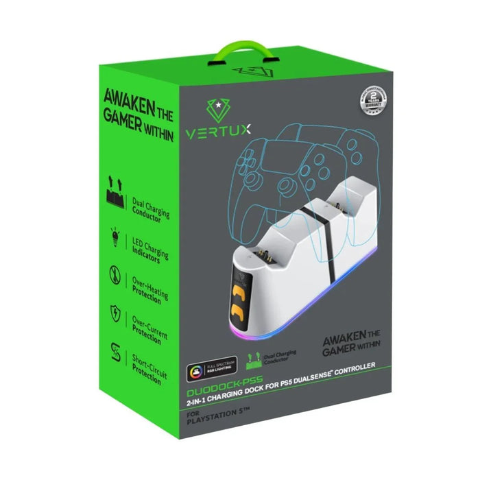 VERTUX 2-in-1 Charging Dock for PS5 DualSense Controller with RGB Lights. Chargi - LX2001 - Homewares, Outdoor, Phone Accessories, Cases, Speakers, Headphones + More -