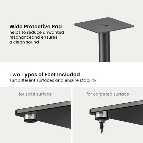 BRATECK 24" Aluminium/Glass Floor Standing BookShelf Speaker Stands. Tempered Gl - LX2001 - Homewares, Outdoor, Phone Accessories, Cases, Speakers, Headphones + More -