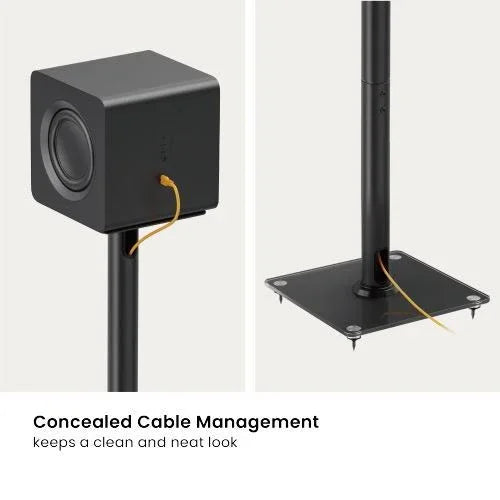 BRATECK 24" Aluminium/Glass Floor Standing BookShelf Speaker Stands. Tempered Gl - LX2001 - Homewares, Outdoor, Phone Accessories, Cases, Speakers, Headphones + More -