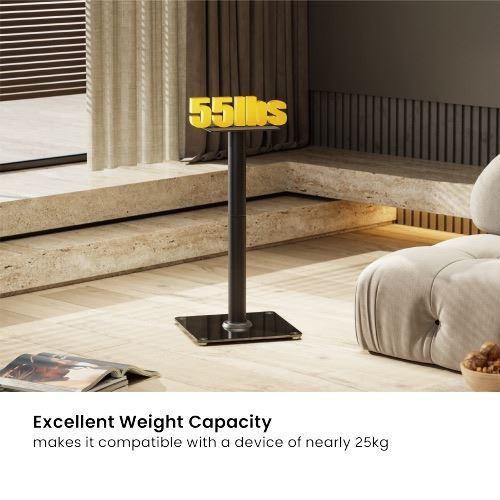 BRATECK 24" Aluminium/Glass Floor Standing BookShelf Speaker Stands. Tempered Gl - LX2001 - Homewares, Outdoor, Phone Accessories, Cases, Speakers, Headphones + More -