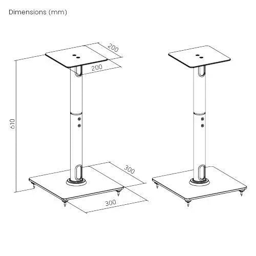 BRATECK 24" Aluminium/Glass Floor Standing BookShelf Speaker Stands. Tempered Gl - LX2001 - Homewares, Outdoor, Phone Accessories, Cases, Speakers, Headphones + More -