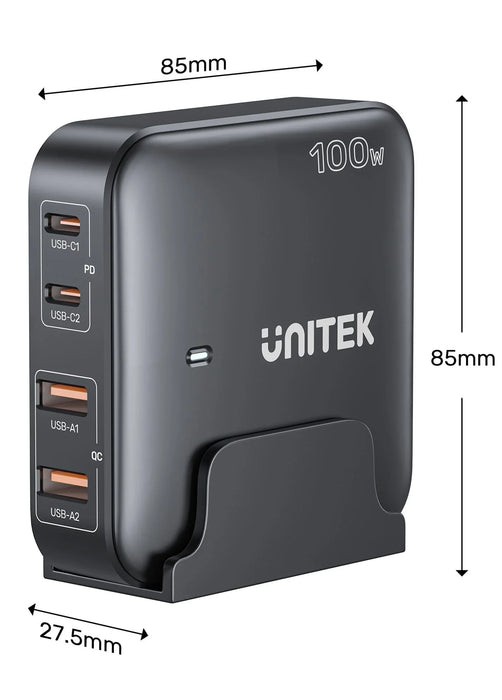 UNITEK 100W Desktop GaN Charging Station with 2x USB-C PD Ports & 2x USB-A QC3.0 - LX2001 - Homewares, Outdoor, Phone Accessories, Cases, Speakers, Headphones + More -