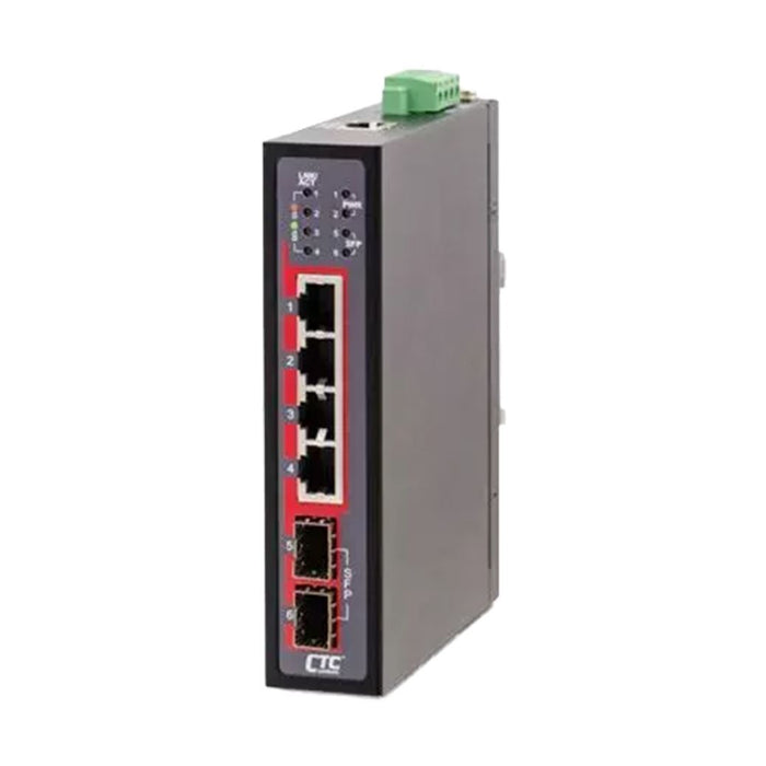 CTC Union 4 Port Fast Ethernet Managed Switch. -40C +75C. 4x 10/100 BaseT(X) + 2x 100/1000