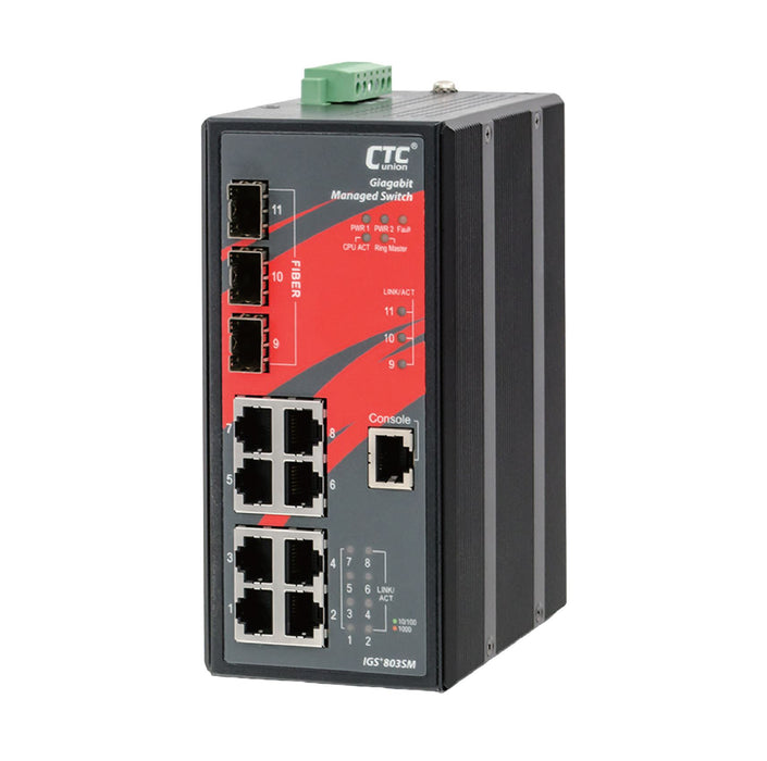CTC Union 8 Port Gigabit Managed Switch. -10C 60C. 8x 10/100/1000Base-T(X)