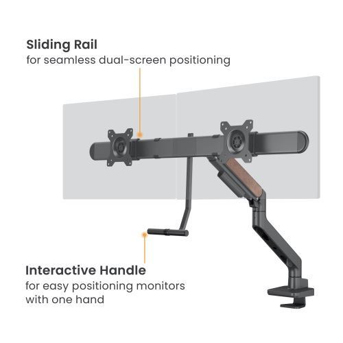 Brateck 17''-32'' Gas Spring Dual Monitor Arm. Detachable VESA Built-in Cable