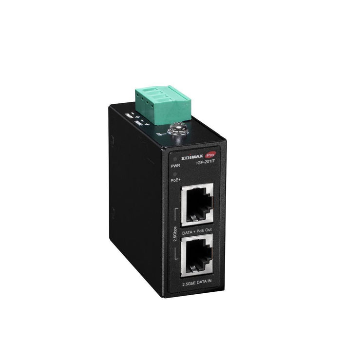 EDIMAX Industrial 2.5 Gigabit PoE+ 30W Power Injector. Supports IEEE 802.3at, Provides Power & Data, DIN-rail or Wall-mount, Operating Temp Range: -40 to 75C.