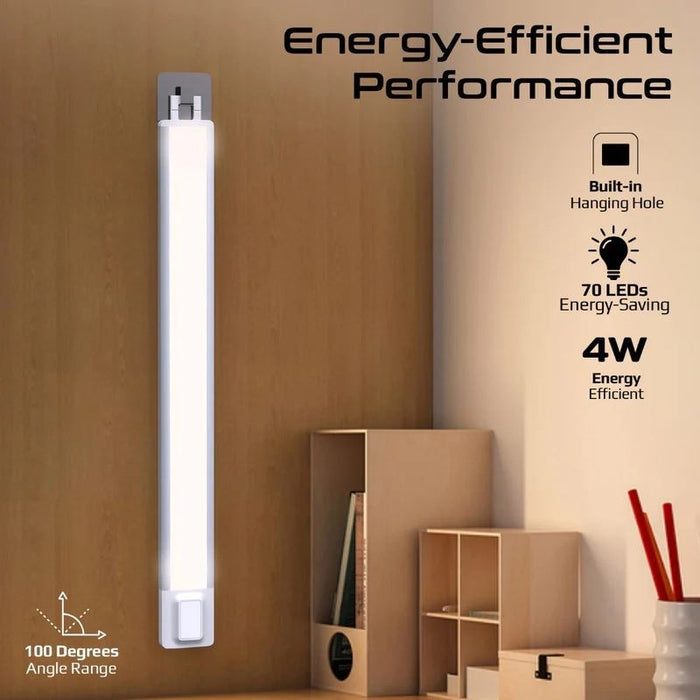 PROMATE 40cm Rechargeable Light Strip with Motion Sensor. 2000mAh Battery, Up to 3 Hours Always On, Built-in Hanging Hole, 20 Seconds Auto-Off, Includes USB-C Charging Cable.