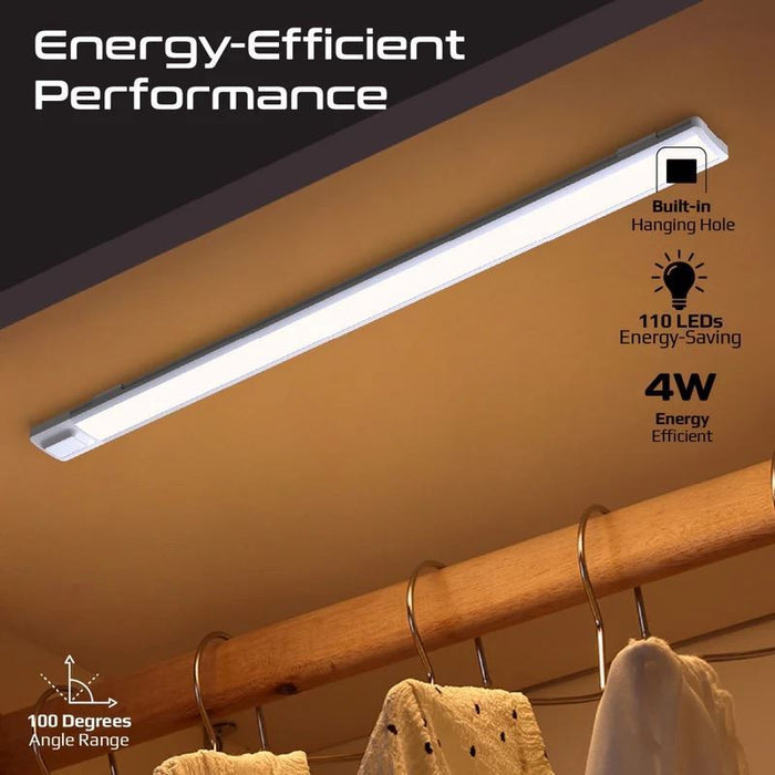 PROMATE 60cm Rechargeable Light Strip with Motion Sensor. 2000mAh Battery, Up to 3 Hours Always On, Built-in Hanging Hole, 20 Seconds Auto-Off, Includes USB-C Charging Cable.