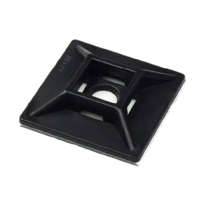 DYNAMIX 28 x 28mm Self Adhesive Black Cable Ties Mount Pack of 100