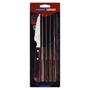 Tramontina Churrasco Steak Knife Spanish 6 Piece Set 11cm Brown Handles - LX2001 - Homewares, Outdoor, Phone Accessories, Cases, Speakers, Headphones + More -