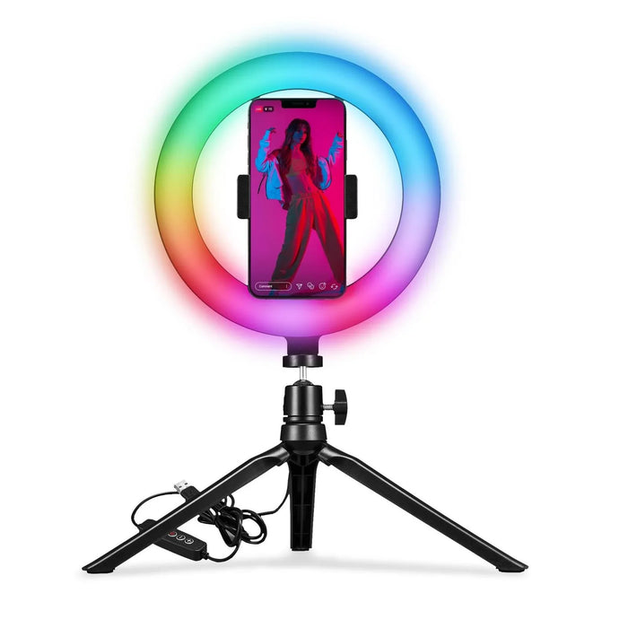 Celly RGB 8" Led Ring Light For Smartphones 20Cm With Tripod - Great for Youtube Tiktok Instagram & More - LX2001 - Homewares, Outdoor, Phone Accessories, Cases, Speakers, Headphones + More -