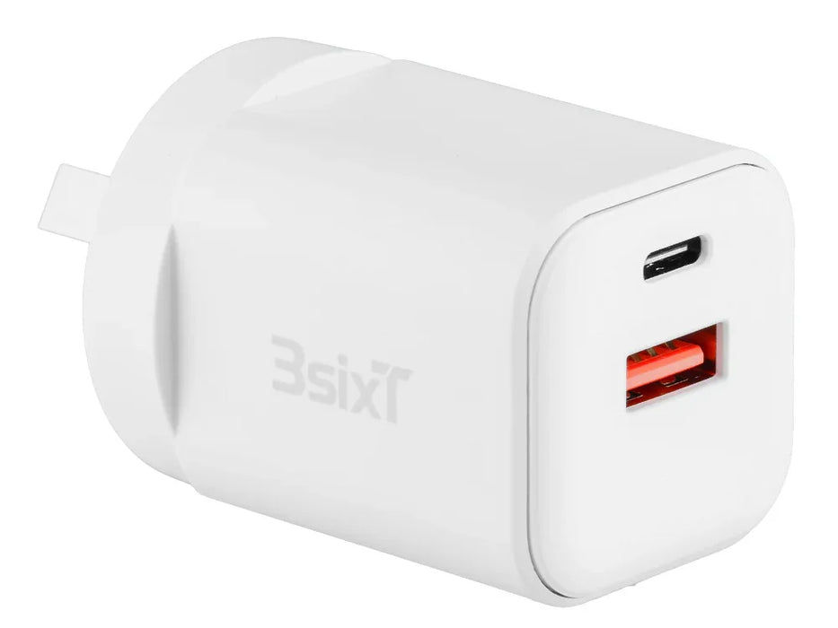 3sixT Wall Charger GaN 35W USB-C PD + QC27W USB-A(Max 15W)-W - LX2001 - Homewares, Outdoor, Phone Accessories, Cases, Speakers, Headphones + More -