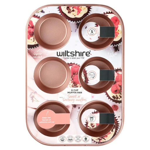 Wiltshire Rose Gold Muffin Pan 6 Cup - LX2001 - Homewares, Outdoor, Phone Accessories, Cases, Speakers, Headphones + More -