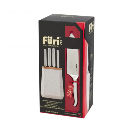 Furi Stone Knife Block Set Black and White Terrazzo 5 Piece - LX2001 - Homewares, Outdoor, Phone Accessories, Cases, Speakers, Headphones + More -