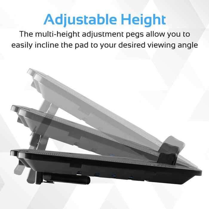 Brateck Laptop Cooling Pad w/ Silent Fan. Adjust height performance 140mm fans. USB.