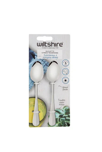 Wiltshire Baguette Teaspoon 6 Piece Stainless Steel - LX2001 - Homewares, Outdoor, Phone Accessories, Cases, Speakers, Headphones + More -