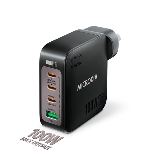 Microdia Smartcube Nano 100W 4 Port Gan Wall Charger - Black - LX2001 - Homewares, Outdoor, Phone Accessories, Cases, Speakers, Headphones + More -