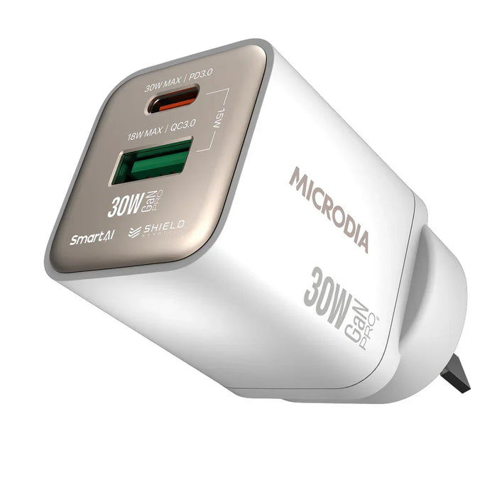 Microdia Smartcube Nano 30W Dual Port Gan Wall Charger - White - LX2001 - Homewares, Outdoor, Phone Accessories, Cases, Speakers, Headphones + More -