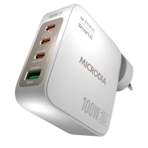 Microdia Smartcube Nano 100W 4 Port Gan Wall Charger - White - LX2001 - Homewares, Outdoor, Phone Accessories, Cases, Speakers, Headphones + More -