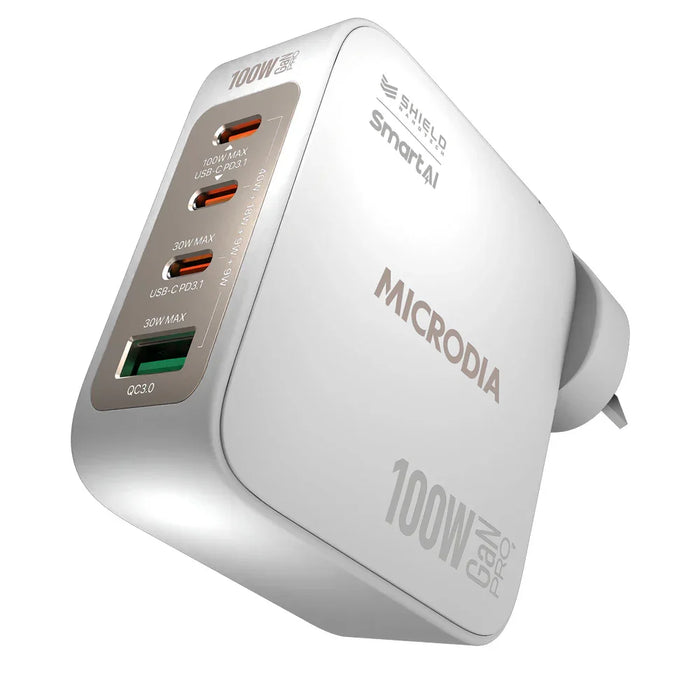 Microdia Smartcube Nano 100W 4 Port Gan Wall Charger - White - LX2001 - Homewares, Outdoor, Phone Accessories, Cases, Speakers, Headphones + More -