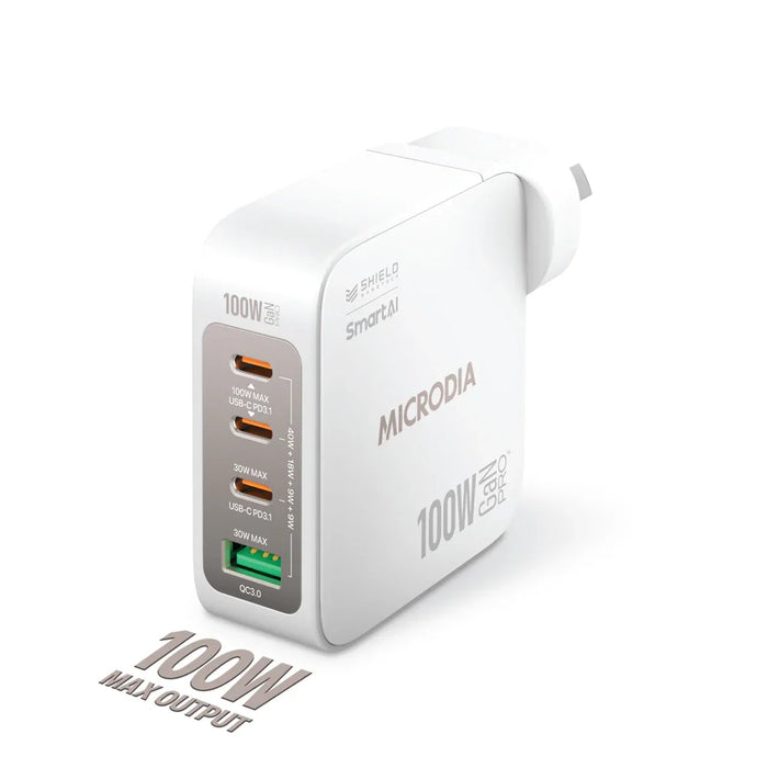 Microdia Smartcube Nano 100W 4 Port Gan Wall Charger - White - LX2001 - Homewares, Outdoor, Phone Accessories, Cases, Speakers, Headphones + More -