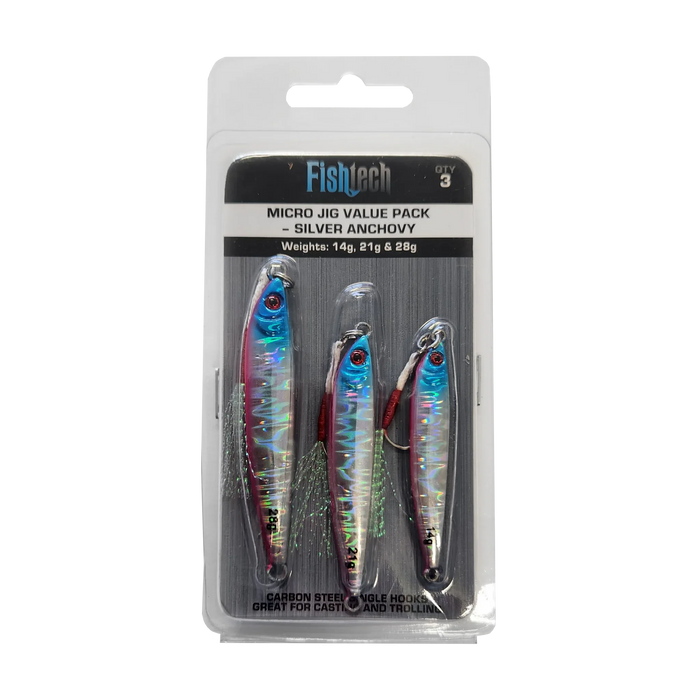 Fishtech Micro Jig Value Pack - Silver Anchovy - 14g 21g 28g - LX2001 - Homewares, Outdoor, Phone Accessories, Cases, Speakers, Headphones + More -