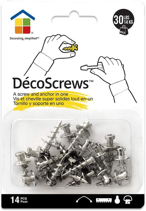 DecoScrews Under the Roof Decorating 100154 Picture Screws, Nickel, 14