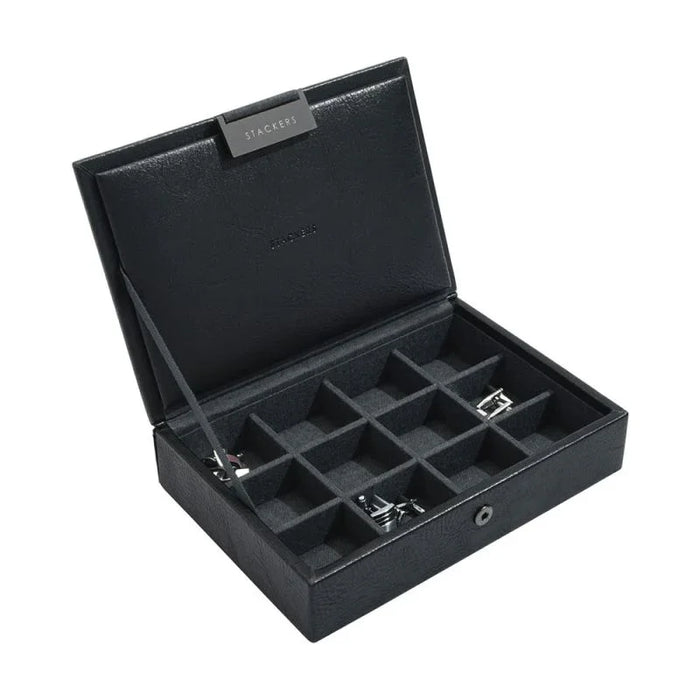 Stackers Mini 12 Section Cufflink Box Lidded Black - LX2001 - Homewares, Outdoor, Phone Accessories, Cases, Speakers, Headphones + More -