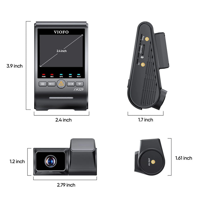 Viofo Dashcam A329 4K Front + 2K Telephoto Rear Channel Wifi 6 Gps