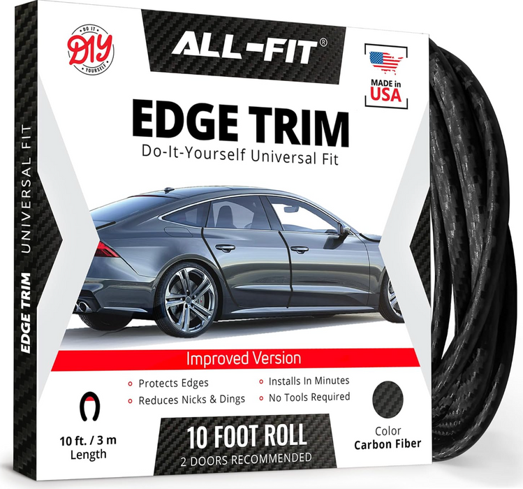 All-Fit Automotive Car Door Edge Protector Made in the USA 10 Ft - Carbon Fiber