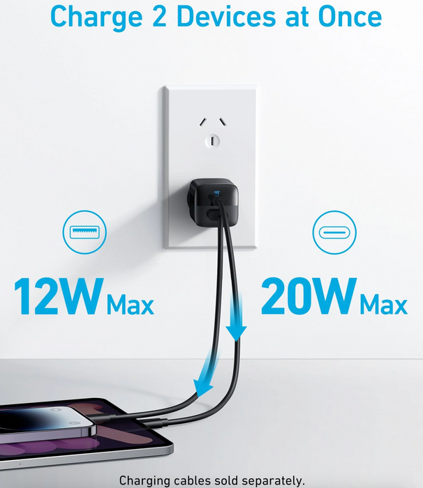 Anker 323 AC Wall Charger 33W Black USB-C + USB Ports