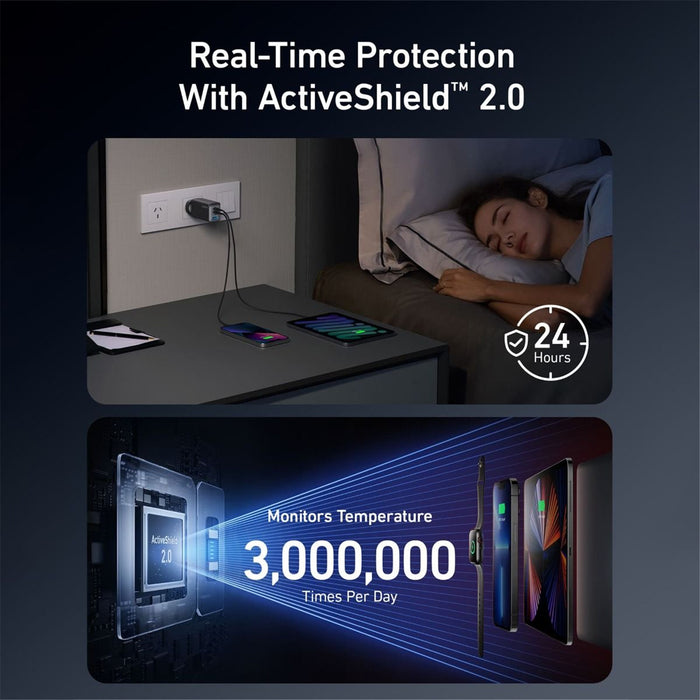 Anker 65W Prime GaN AC Charger USB-C to USB-C Cable Black 2 x USB-C 1 x USB