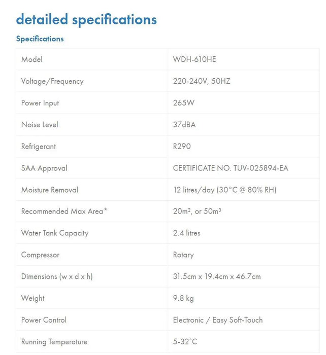 Ausclimate Compact 12L Dehumidifier WDH-610HE - LX2001 - Homewares, Outdoor, Phone Accessories, Cases, Speakers, Headphones + More -