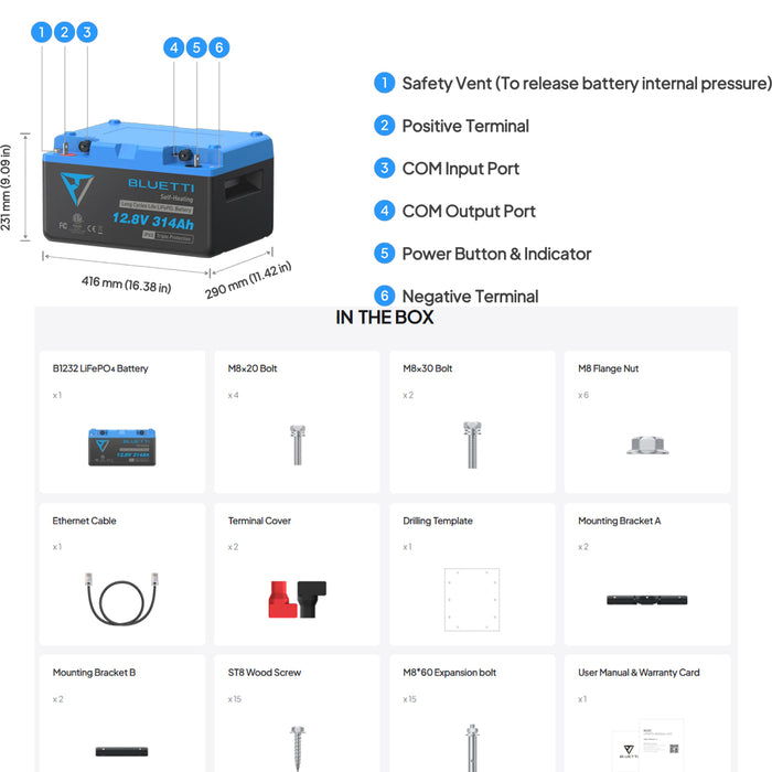 Bluetti 12V 320A Lithium Battery