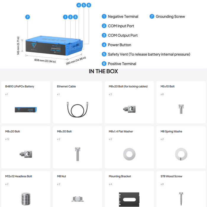 Bluetti Lifepo4 Battery | 51.2V 100Ah