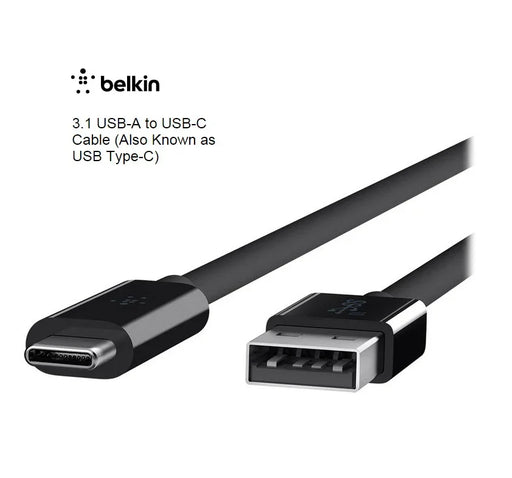 Belkin 3.1 USB-A TO USB-C Cable F2CU029BT1M-BLK - LX2001 - Homewares, Outdoor, Phone Accessories, Cases, Speakers, Headphones + More -