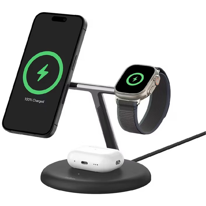 Belkin BoostCharge Pro 3-in-1 Magnetic Wireless Charging Stand - Black