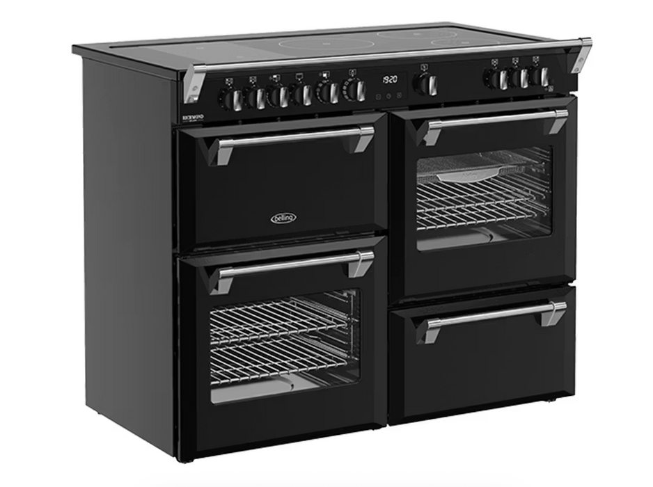 Belling 110cm Freestanding Oven with 5 Zone Induction Cooktop Black BRDX110INDBL