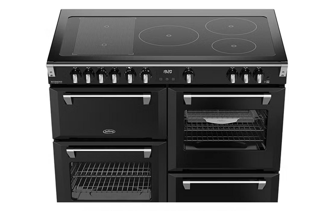 Belling 110cm Freestanding Oven with 5 Zone Induction Cooktop Black BRDX110INDBL