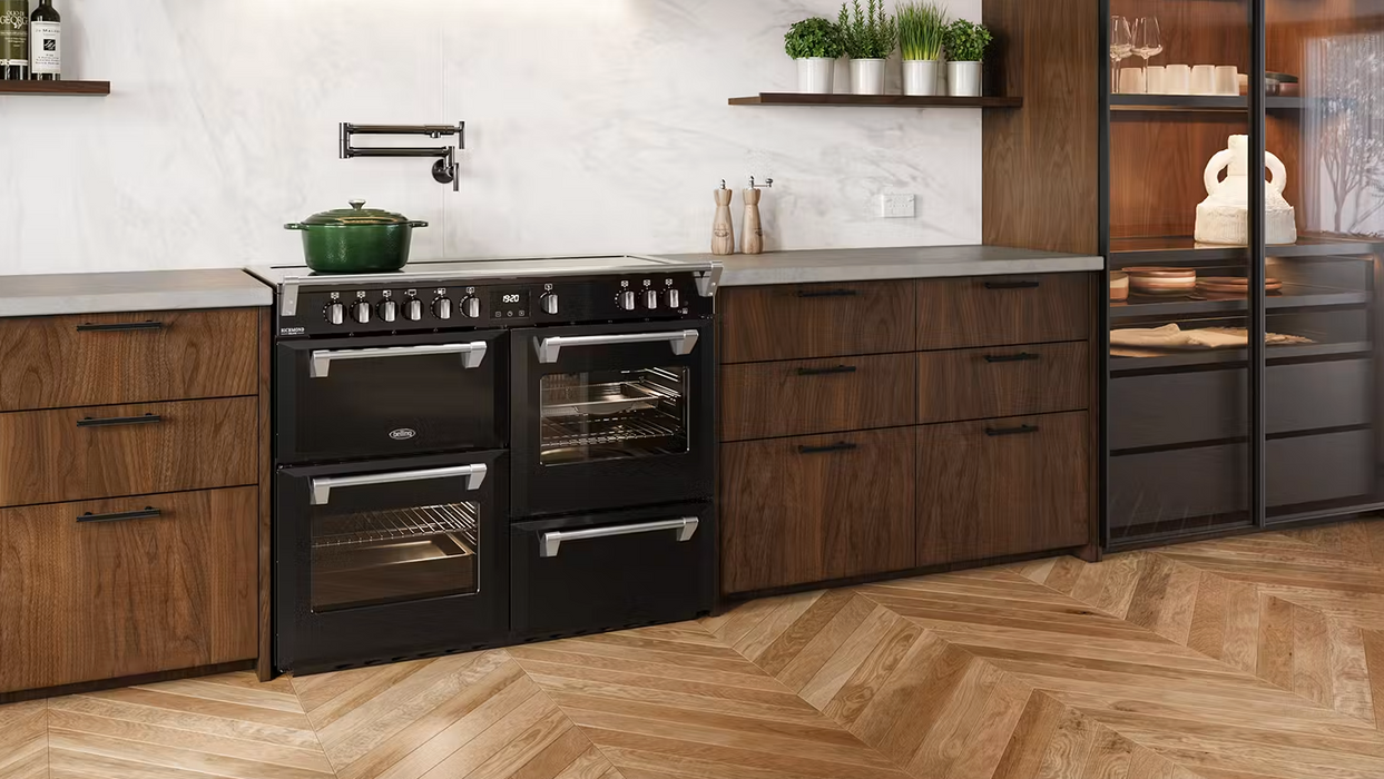 Belling 110cm Freestanding Oven with 5 Zone Induction Cooktop Black BRDX110INDBL