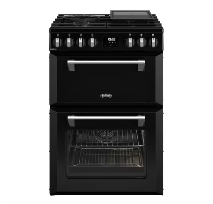 Belling 60cm Dual Fuel Freestanding Oven with 4 Burner Gas Cooktop - Black