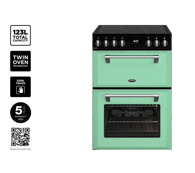 Belling 60cm Freestanding Oven with 4 Zone Induction Cooktop - Black BMR60DOINDB