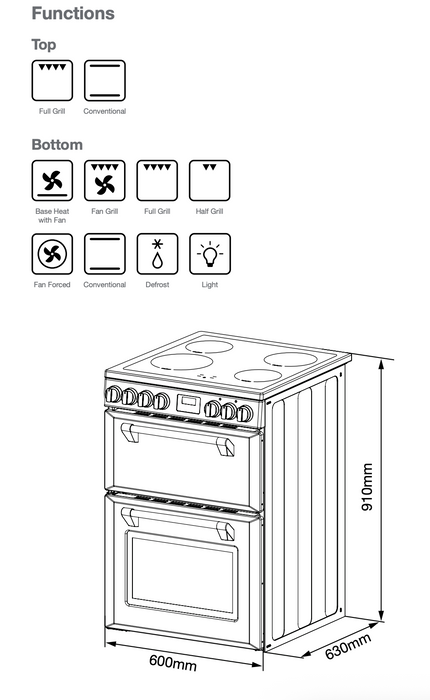 Belling 60cm Freestanding Oven with 4 Zone Induction Cooktop - White BMR60DOIND