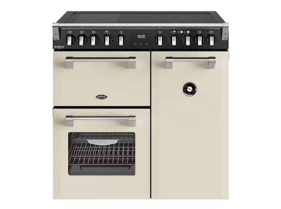 Belling 90cm Freestanding Oven with 5 Zone Induction Cooktop - Cream White