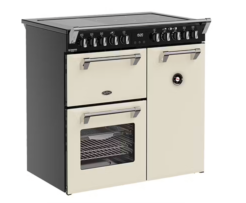 Belling 90cm Freestanding Oven with 5 Zone Induction Cooktop - Cream White